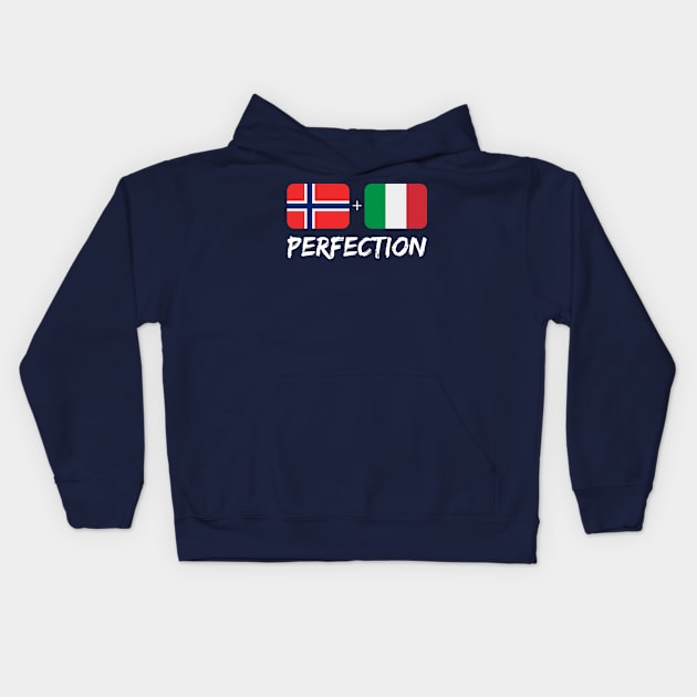 Italian Plus Norwegian Perfection Mix Heritage Flag Gift Kids Hoodie by Just Rep It!!